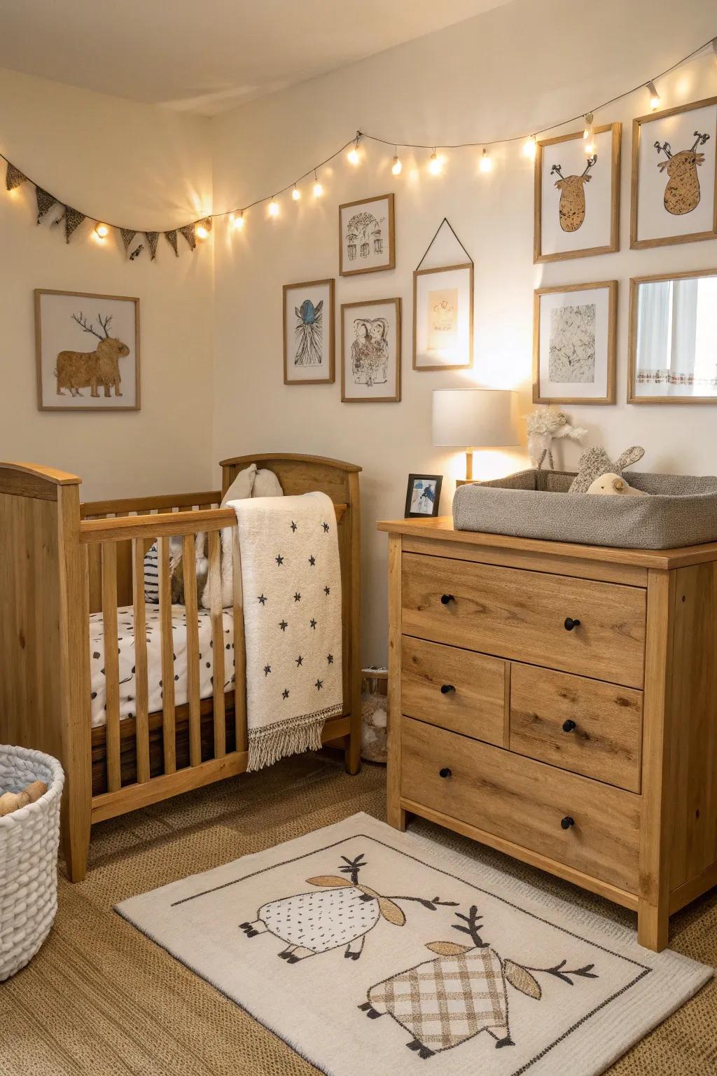 Wood furniture makes a timeless, welcoming foundation for your baby's room design.
