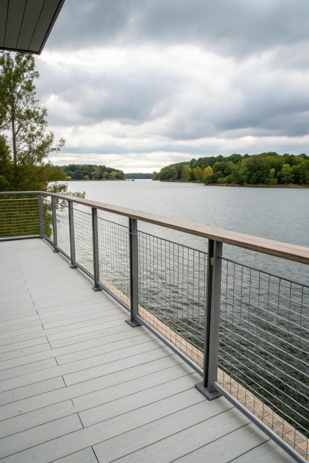 Metal livestock panel guardrails deliver an uncluttered layout with maximum visibility.