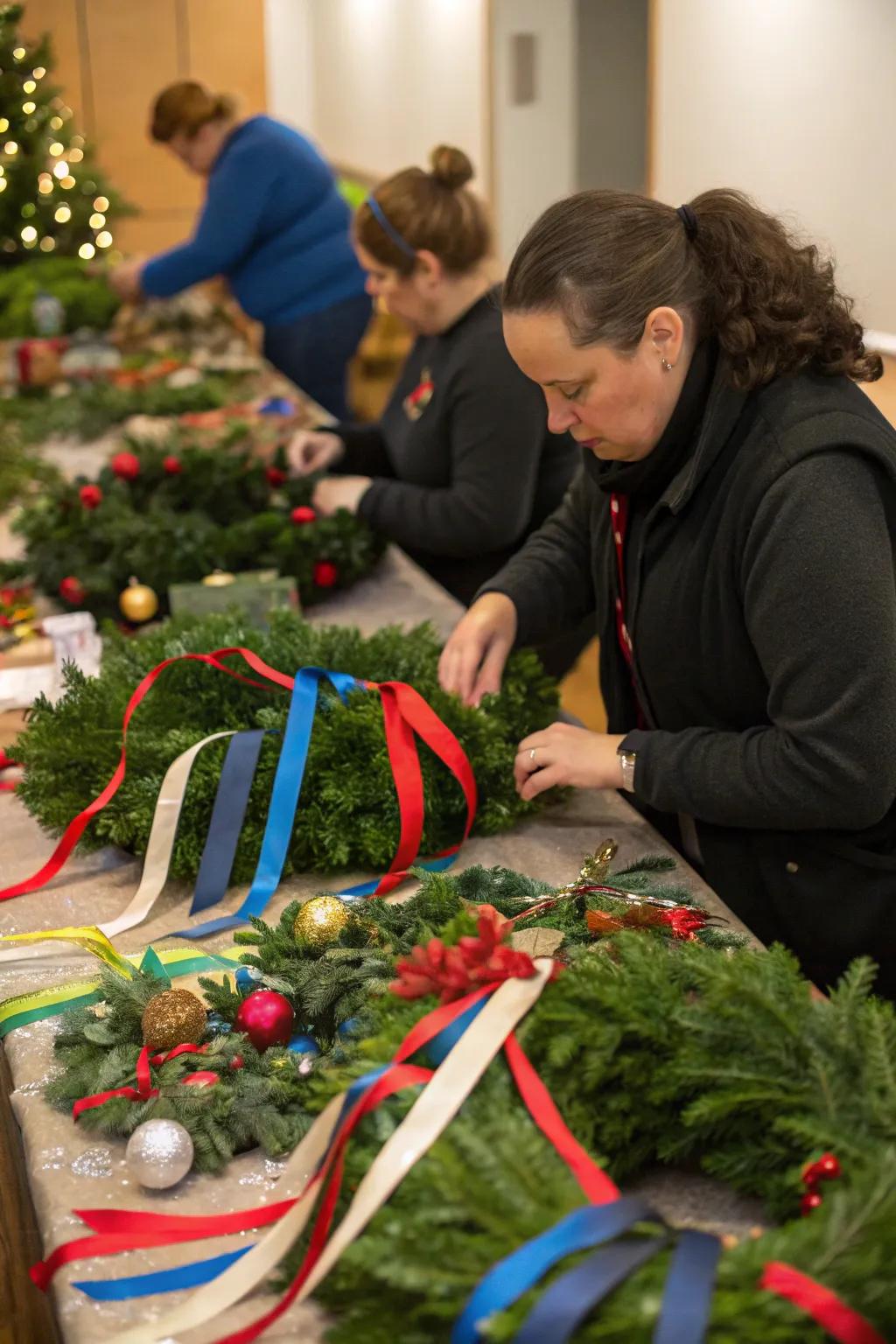 Unleash your creativity with friends at a delightful wreath-making session.