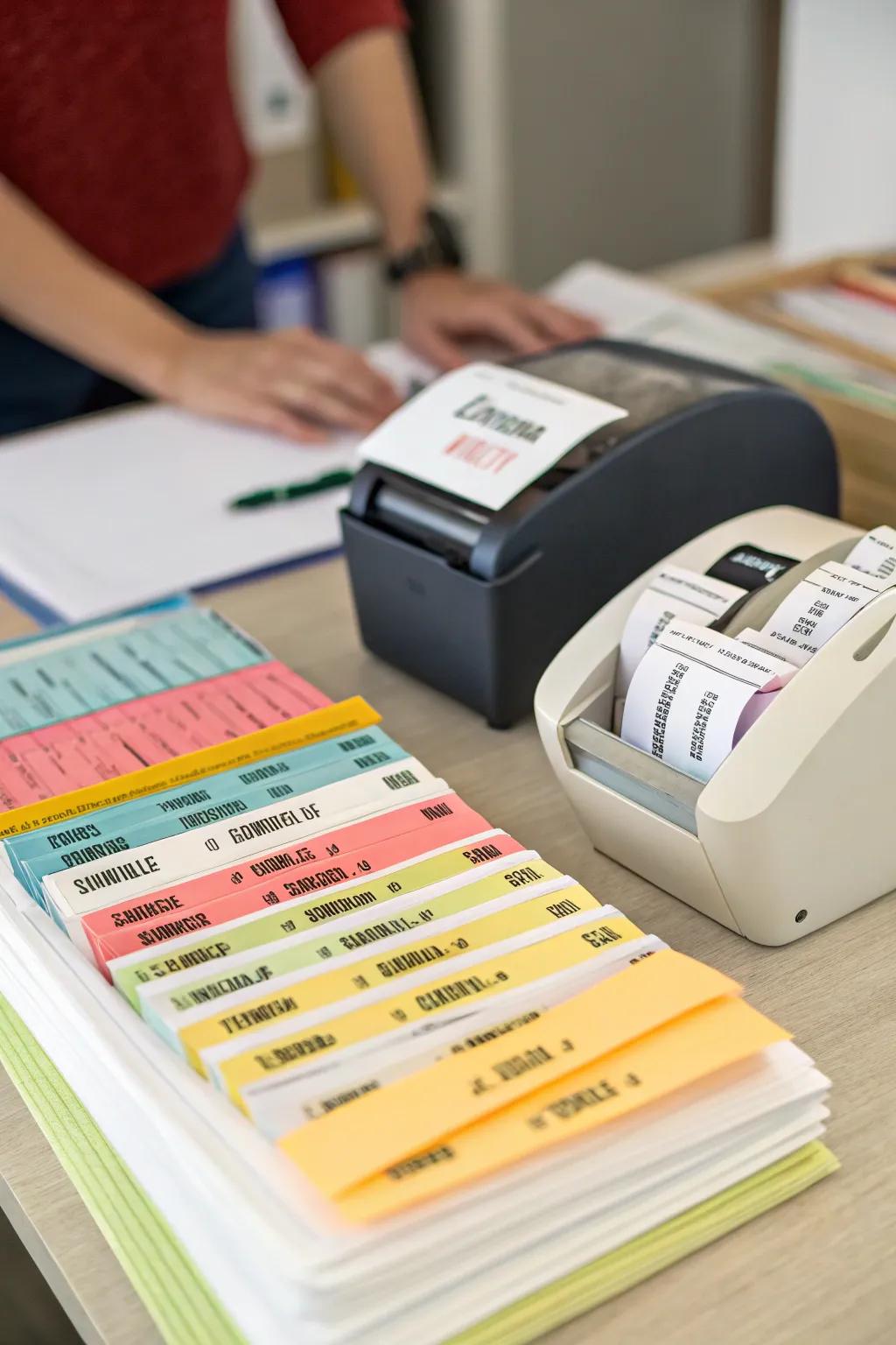 Custom labels add a creative flair to your organized files.