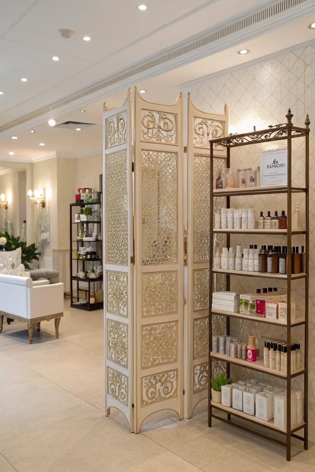 Partitions can stylishly and functionally define your salon area.