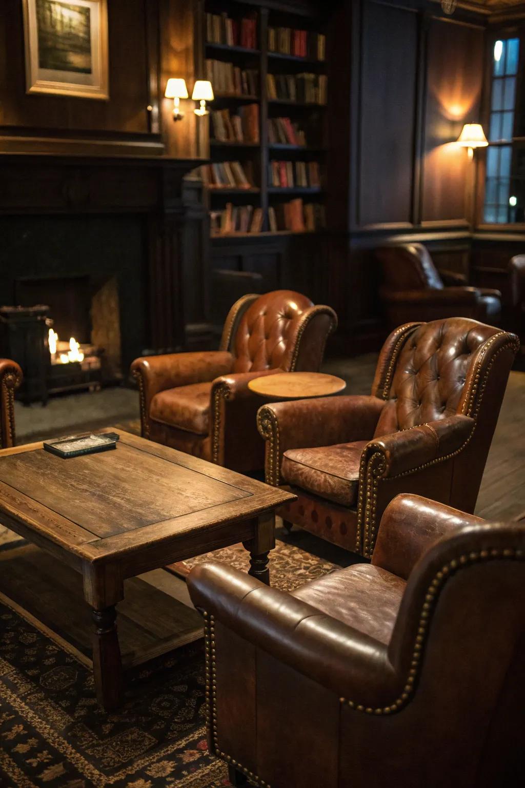 Vintage furniture brings warmth and character to your speakeasy space.