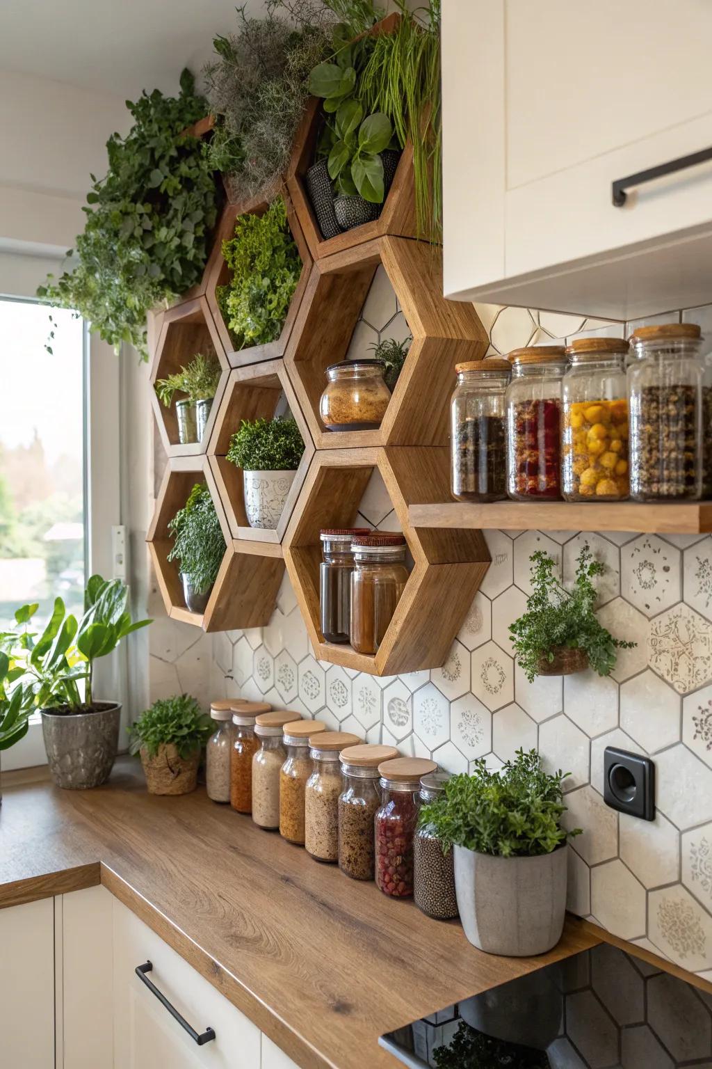 Unite practicality and style with honeycomb shelving solutions.