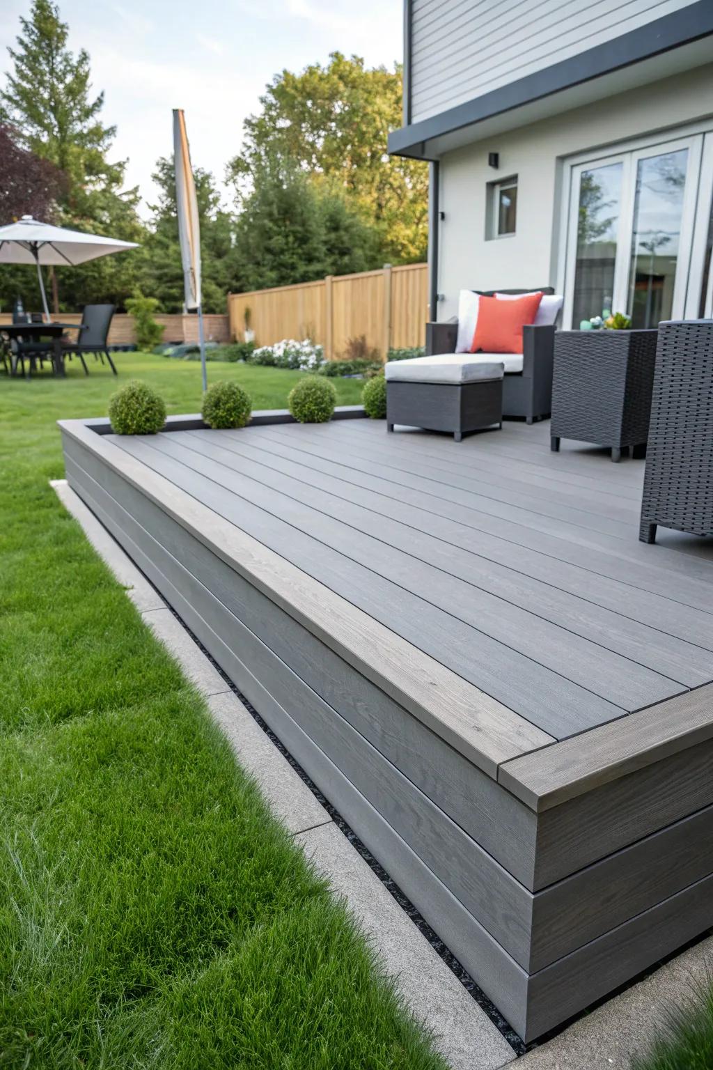 Composite skirting creates a streamlined, up-to-date look.