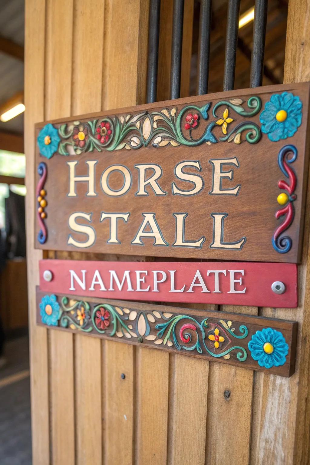 Personalized nameplates give your horse's stall a unique touch.
