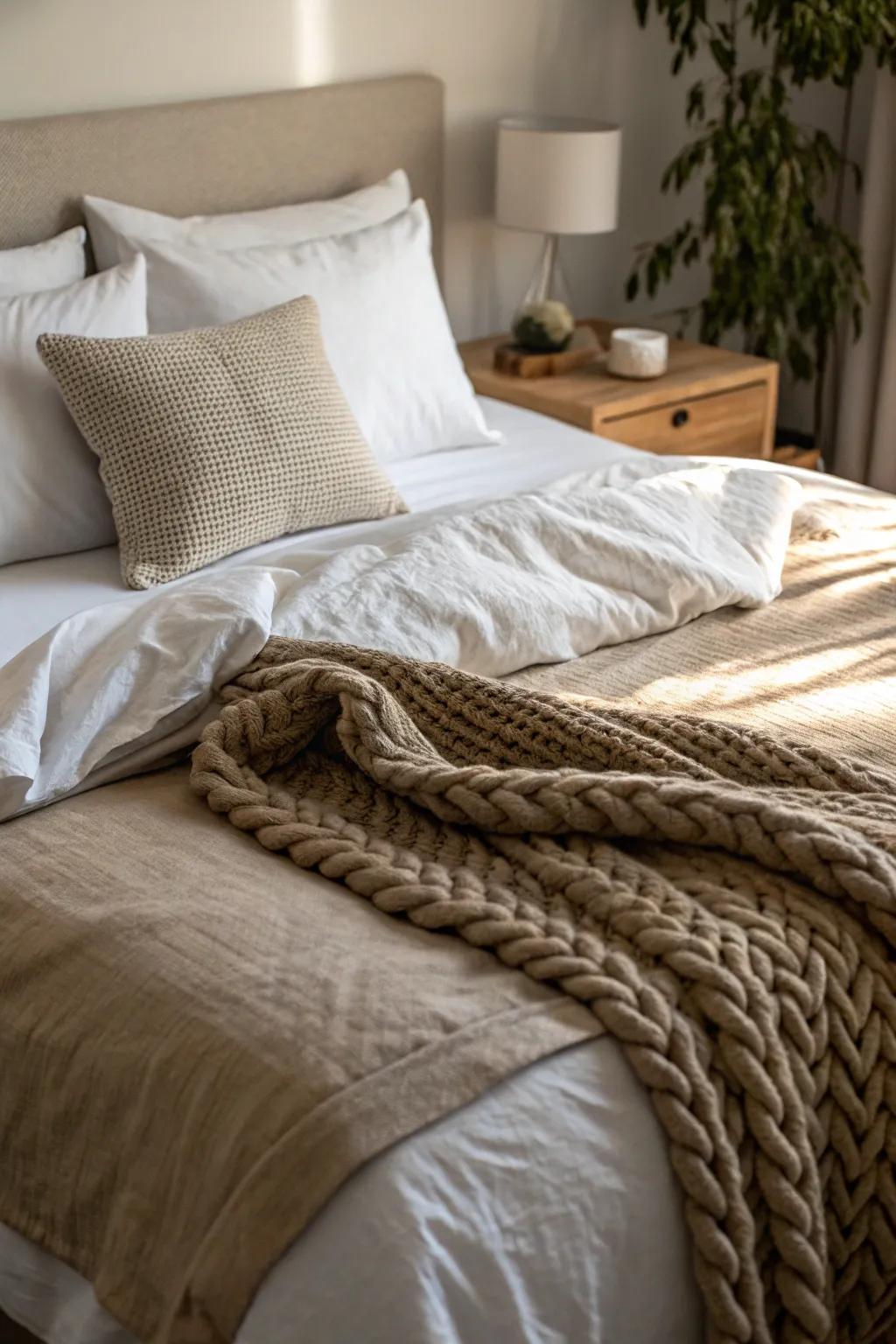 Varied textures enrich your bed's tactile experience.