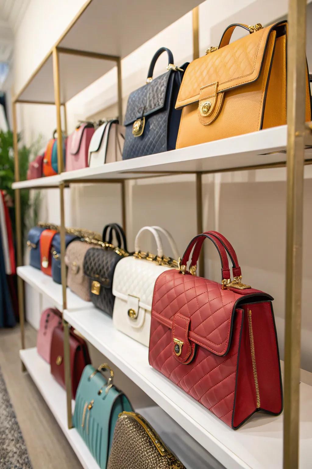 A special shelf for handbags, combining practicality with panache.