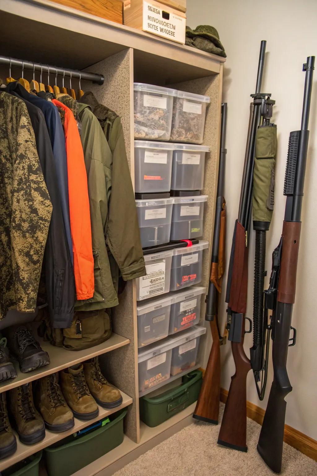 Shelving units ensure everything is well-organized and easily reachable.
