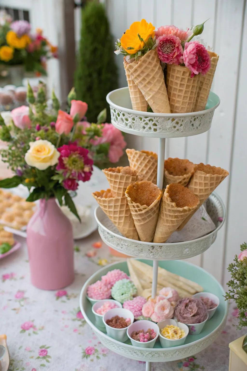 Step stands make cone selection a delight.