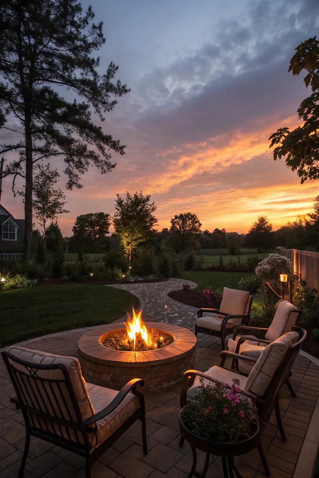 Come together around a toasty fire feature for snug evenings in your backyard.
