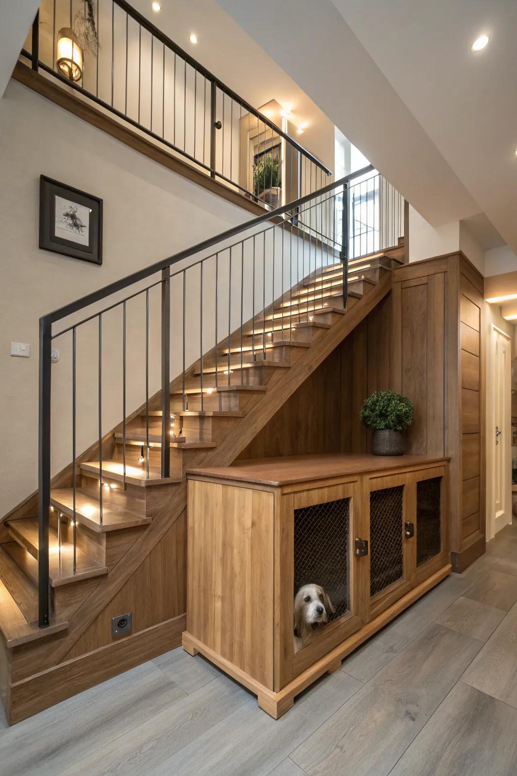 Transform under-stair space into a secret sanctuary for your canine.