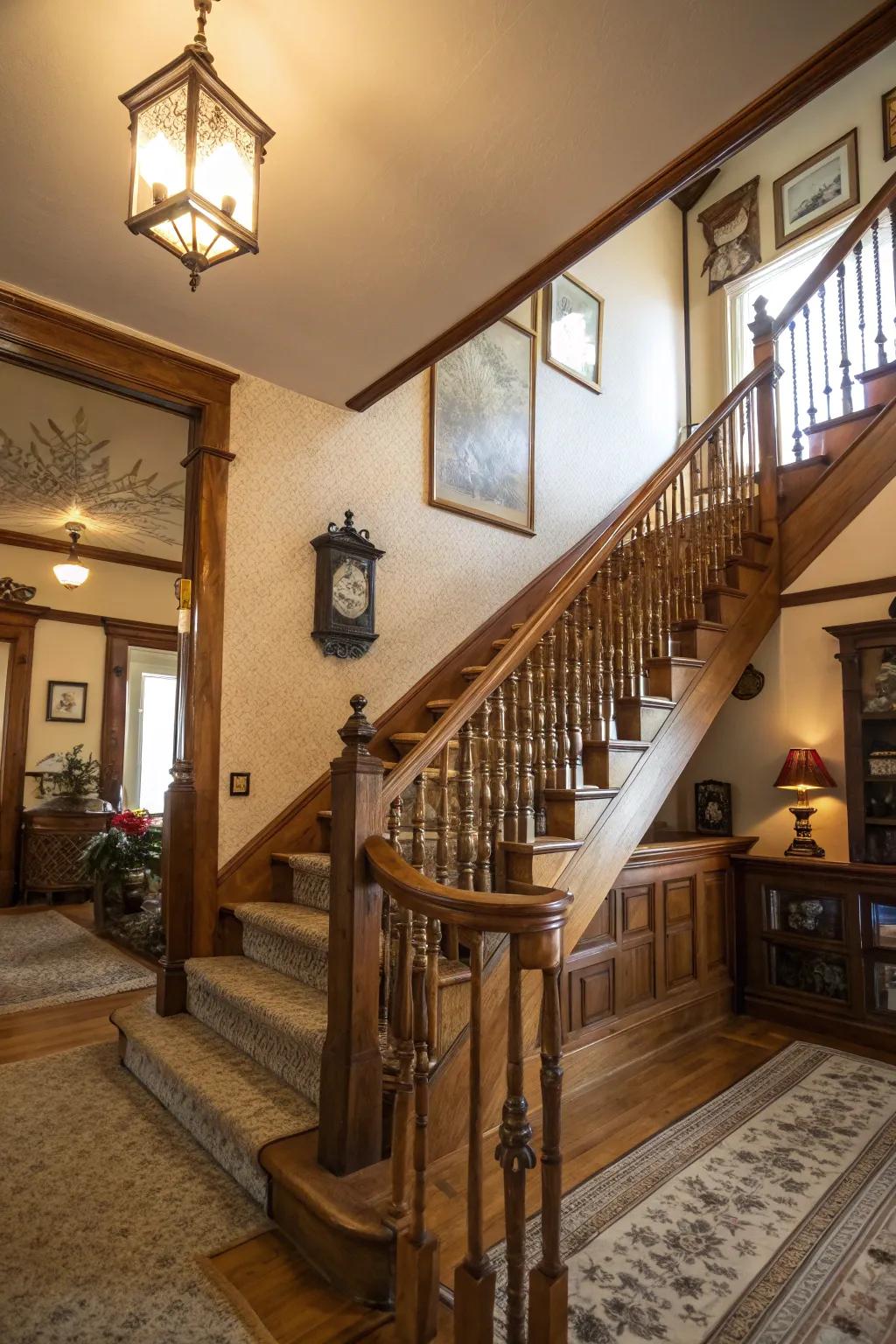 Wood stair railings bring warmth and class to your place.