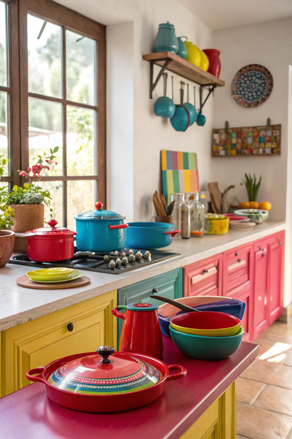 Boldly painted countertops can make a striking statement in any kitchen.