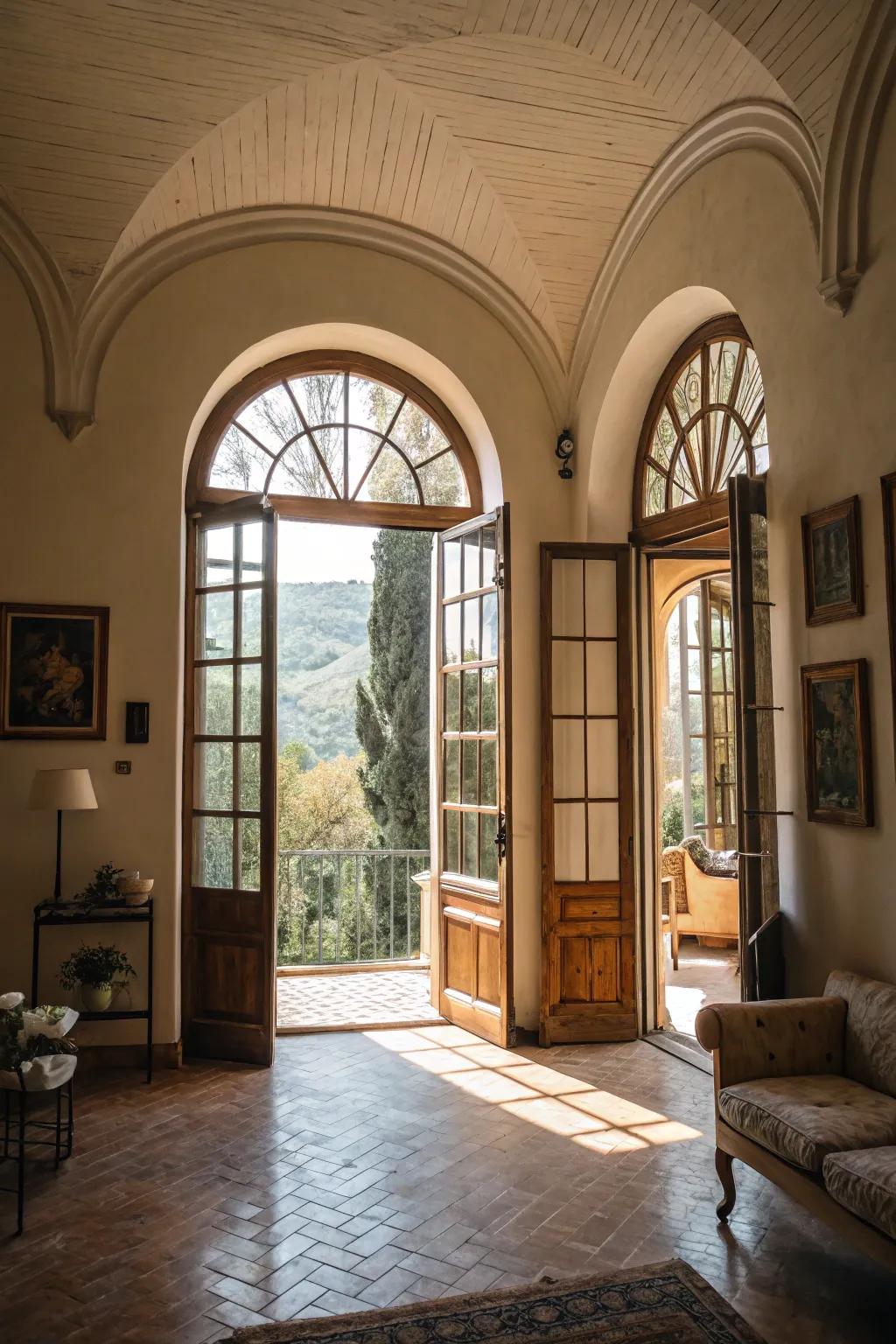 Arched windows and doorways ensure an easy flow of sophistication.