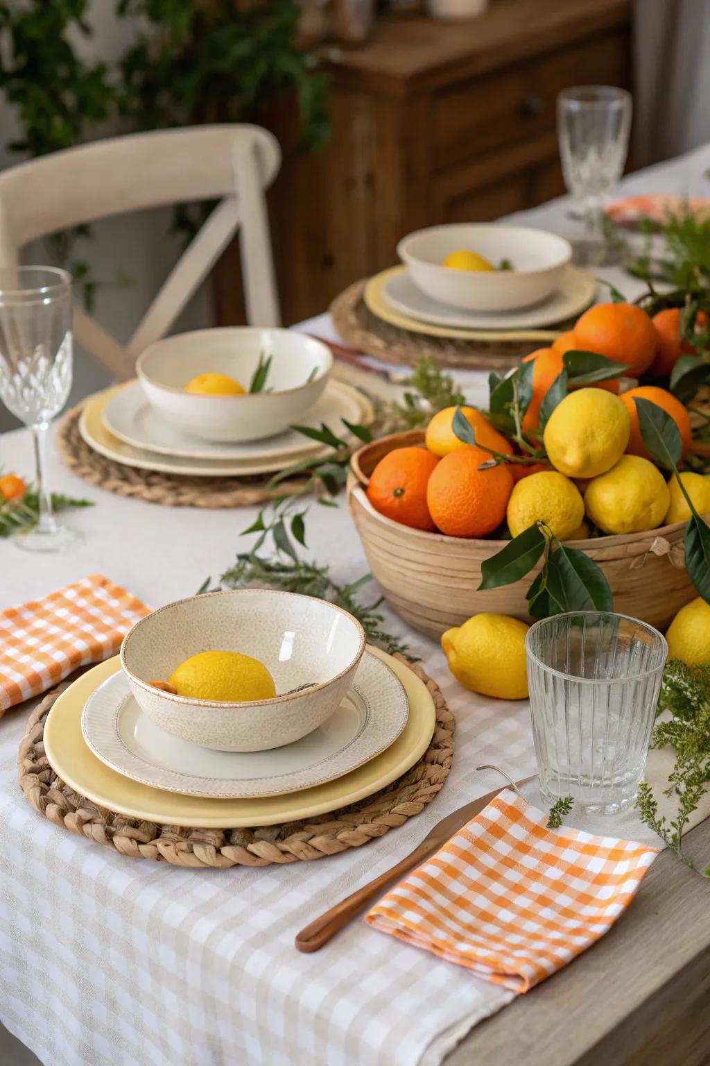 Citrus fruits add a vibrant and refreshing touch.