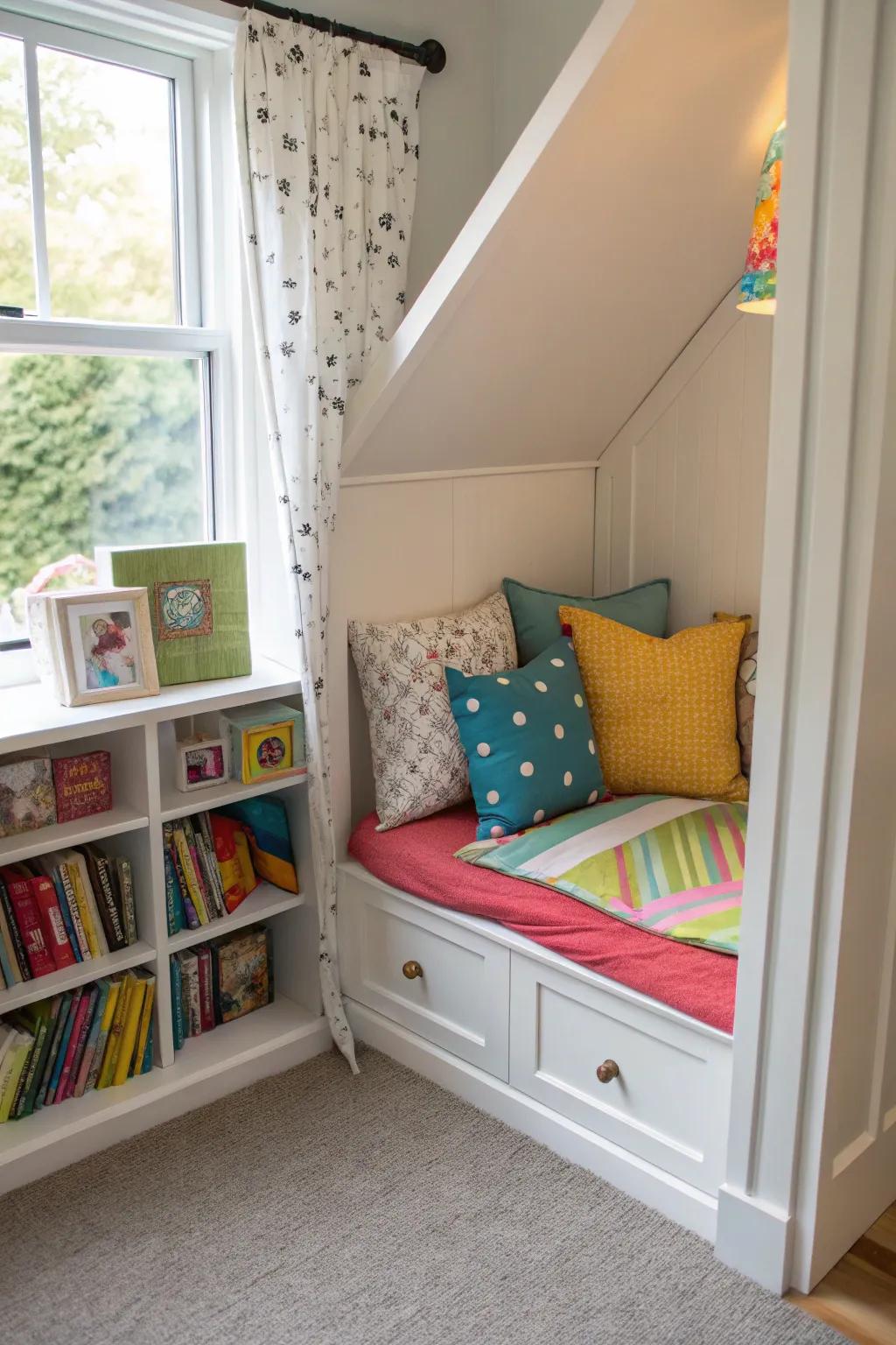 A charming reading nook that inspires young minds to explore books.