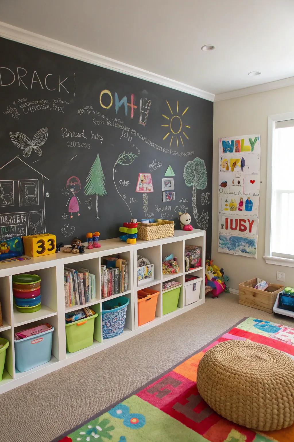 Chalkboard walls present limitless avenues for creativity and education.