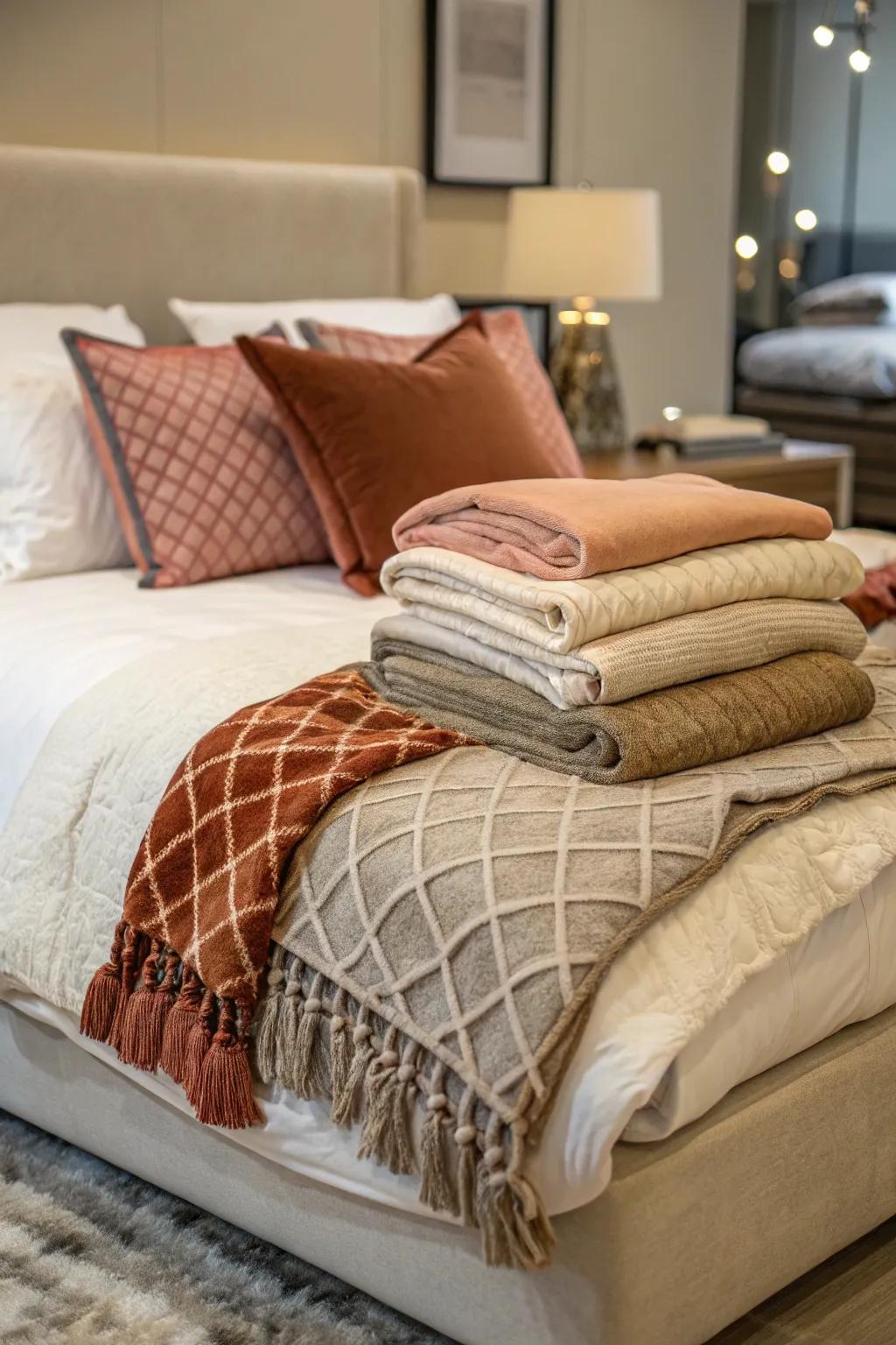 Layered bedding adds both visual appeal and ultimate comfort.