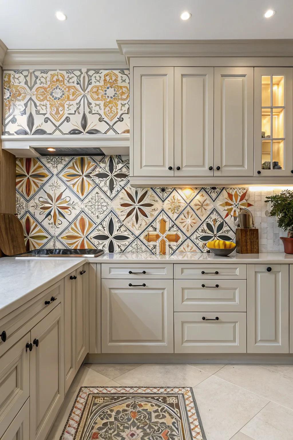 A statement backsplash adds a touch of elegance and drama.