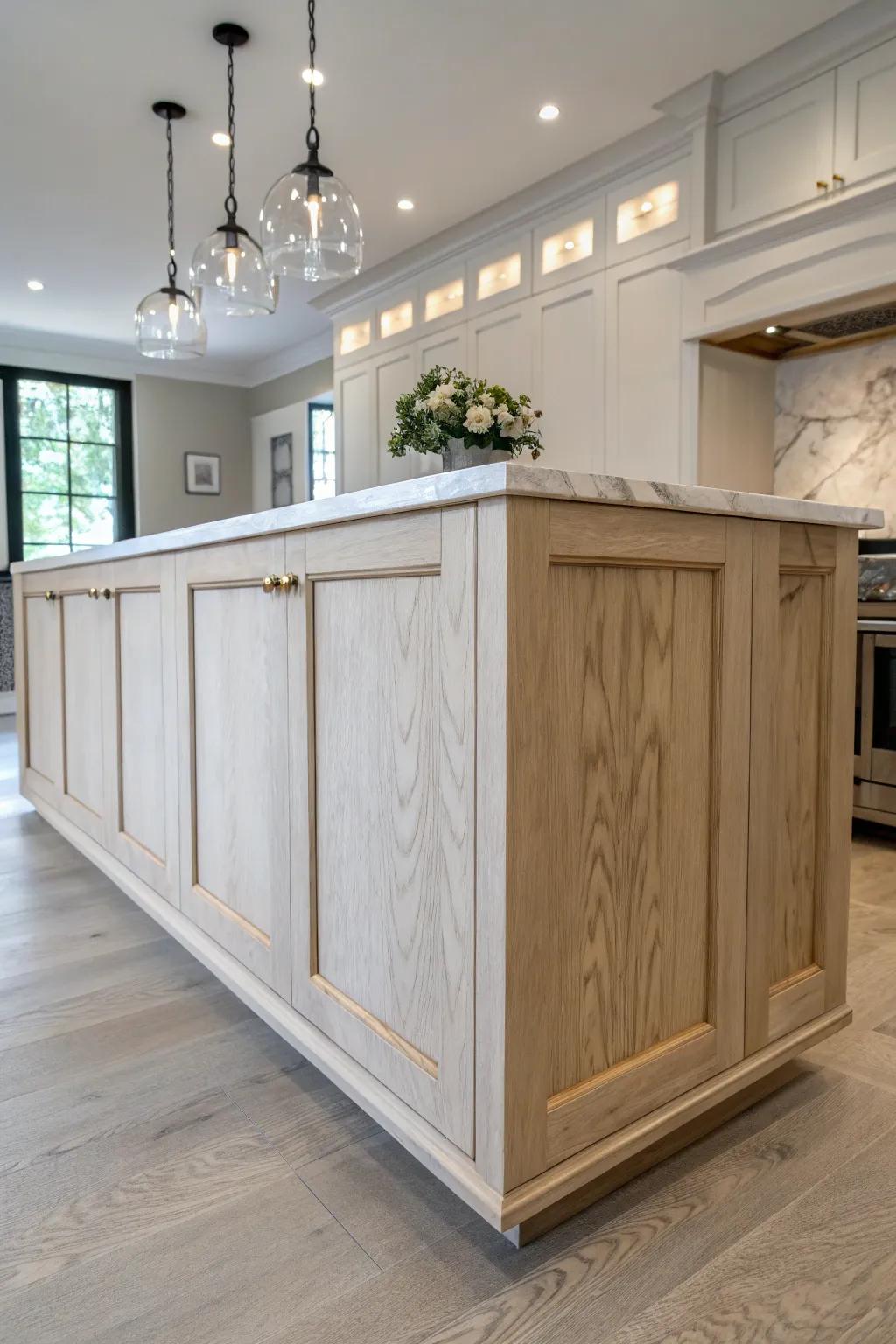 Paneled sides bring a hint of timeless style to any kitchen island.