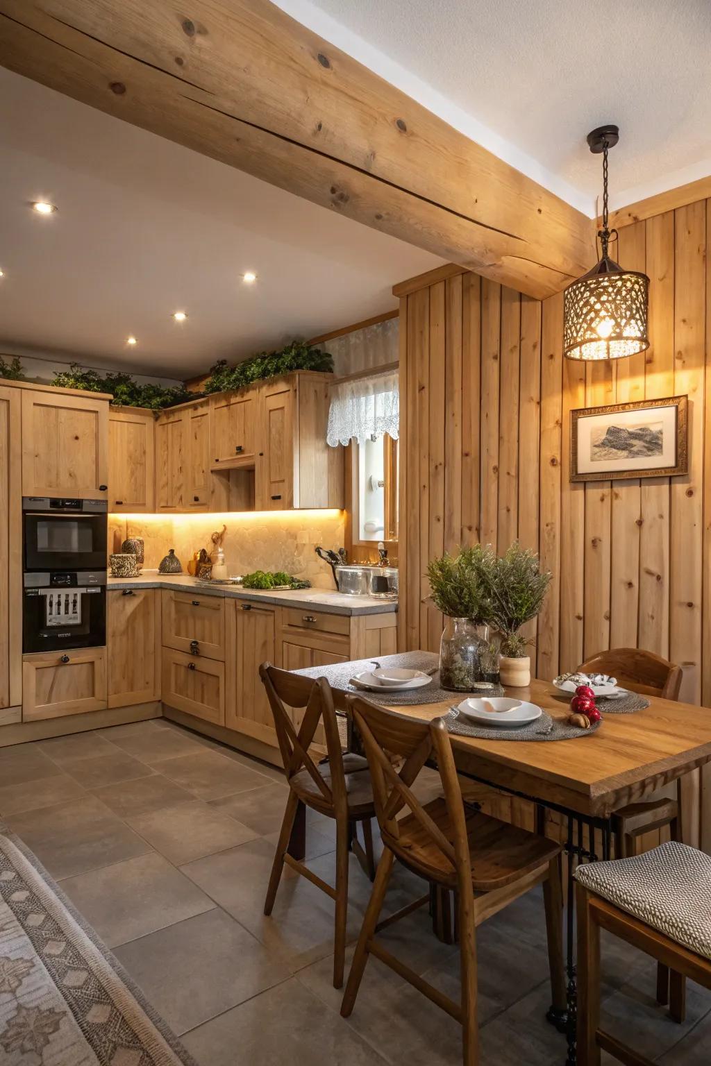 Natural wood infuses warmth and texture into the kitchen.