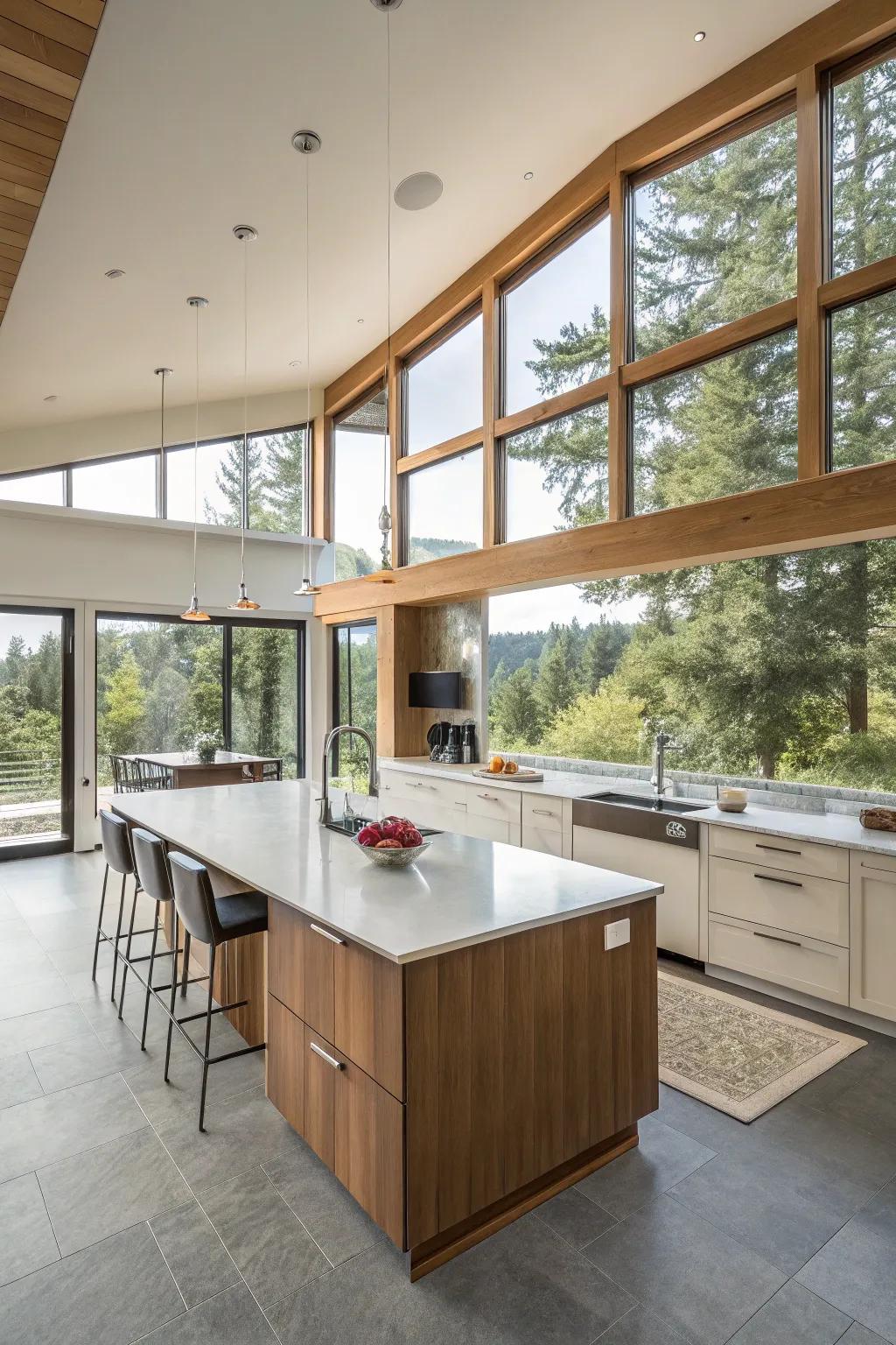 A kitchen featuring both a kitchen island and a peninsula for optimal functionality.