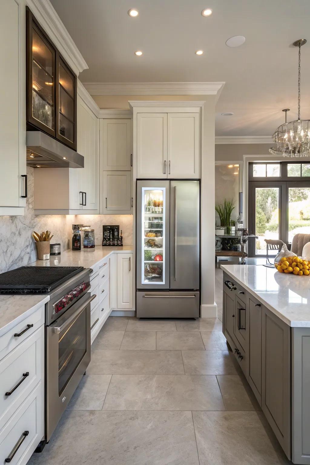 A stylish kitchen featuring a French door fridge that combines ample storage with an elegant design.