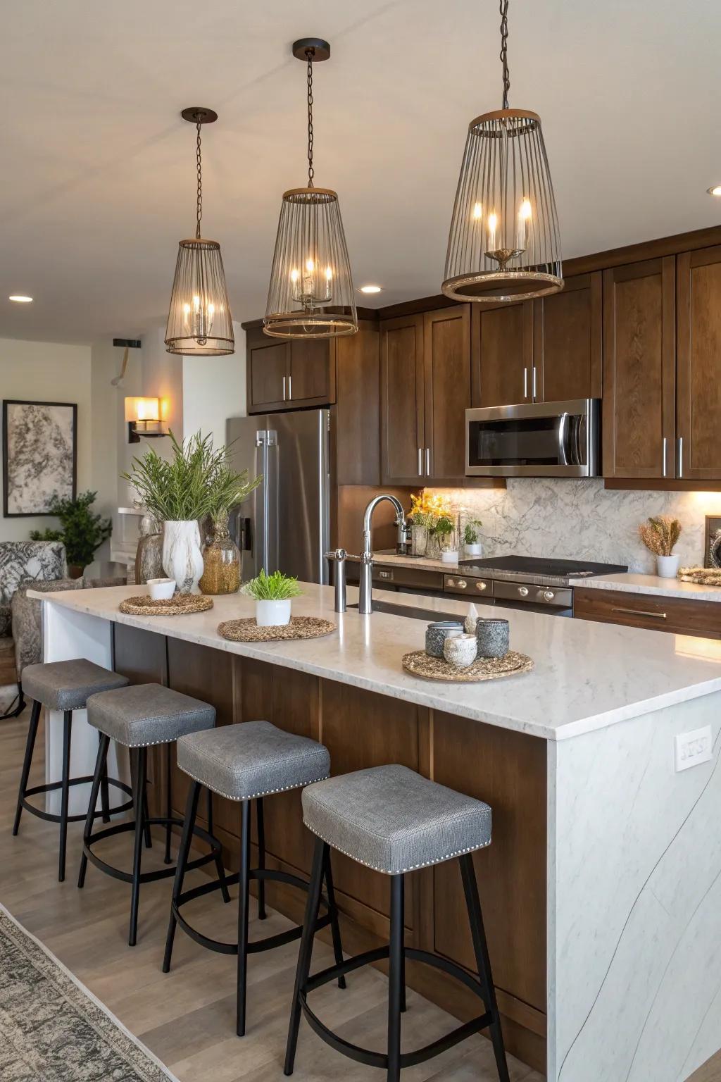 A kitchen island that blends functionality with stylish design.