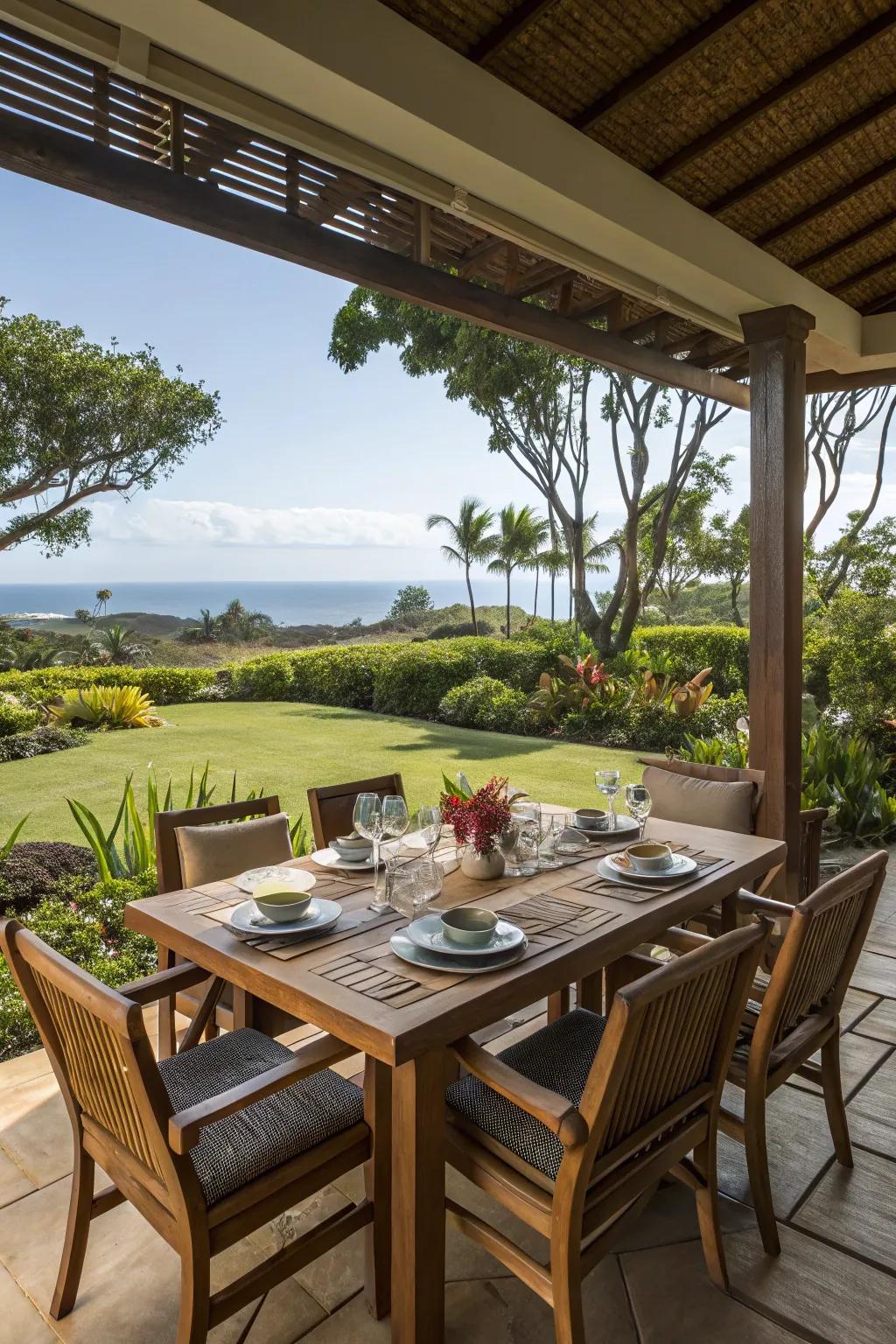 An enticing outdoor dining arrangement on the lanai.