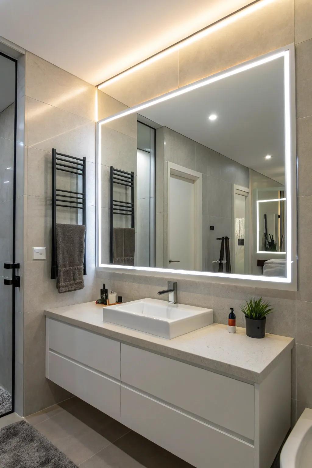 Built-in lighting enhances both the style and functionality of mirrors.
