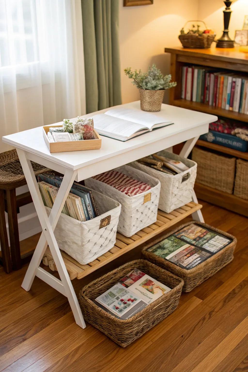 A custom DIY folding table crafted for functionality.