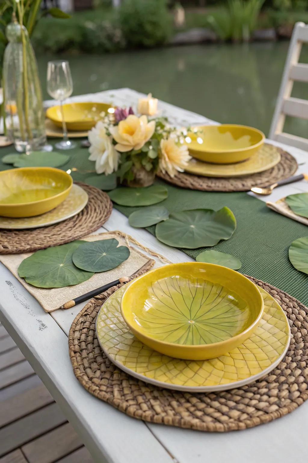 DIY lily pad placemats bring nature to your Leap Year table.