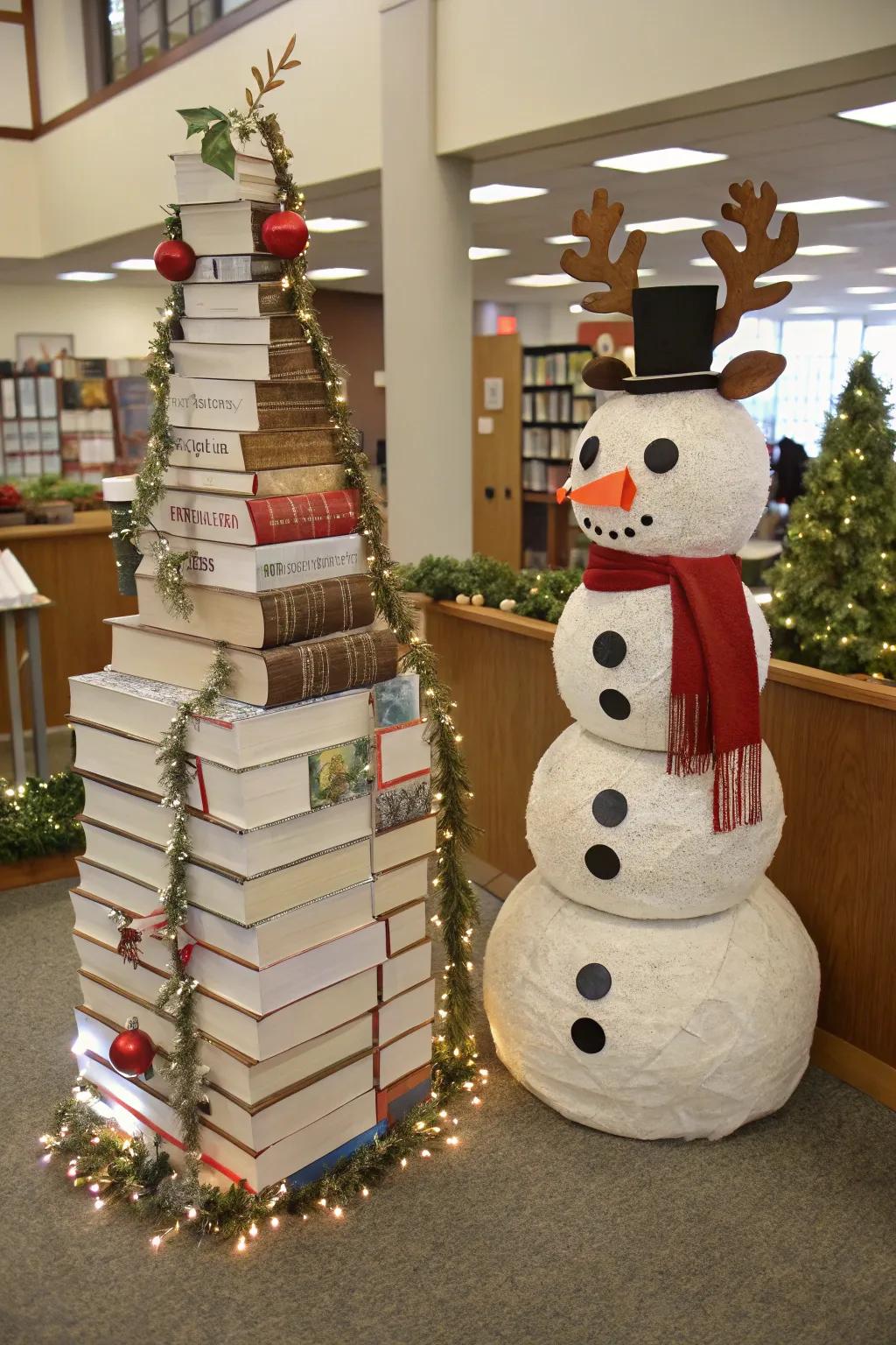 Breathe life into holiday characters with inventive book arrangements.