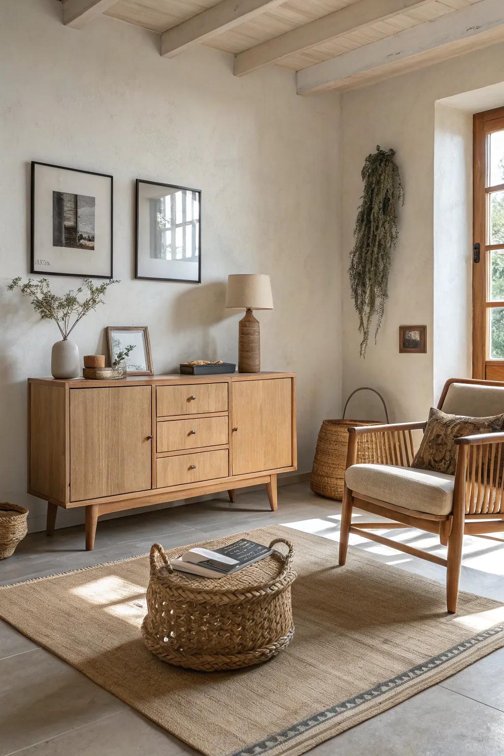 Simple furnishings enhance the refinement of a gentle tan area.