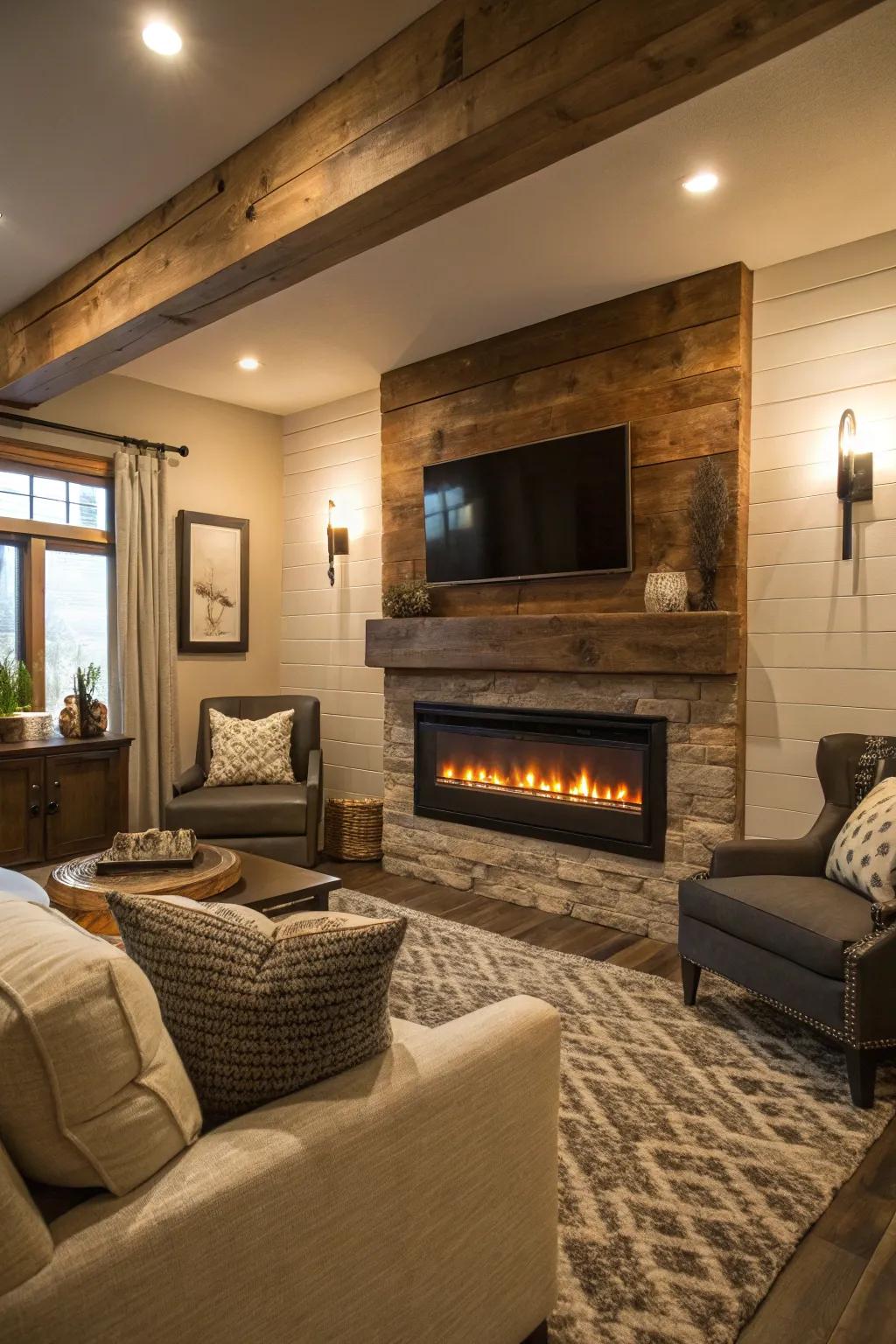 Get the most out of your space with a linear fireplace mounted on the wall.