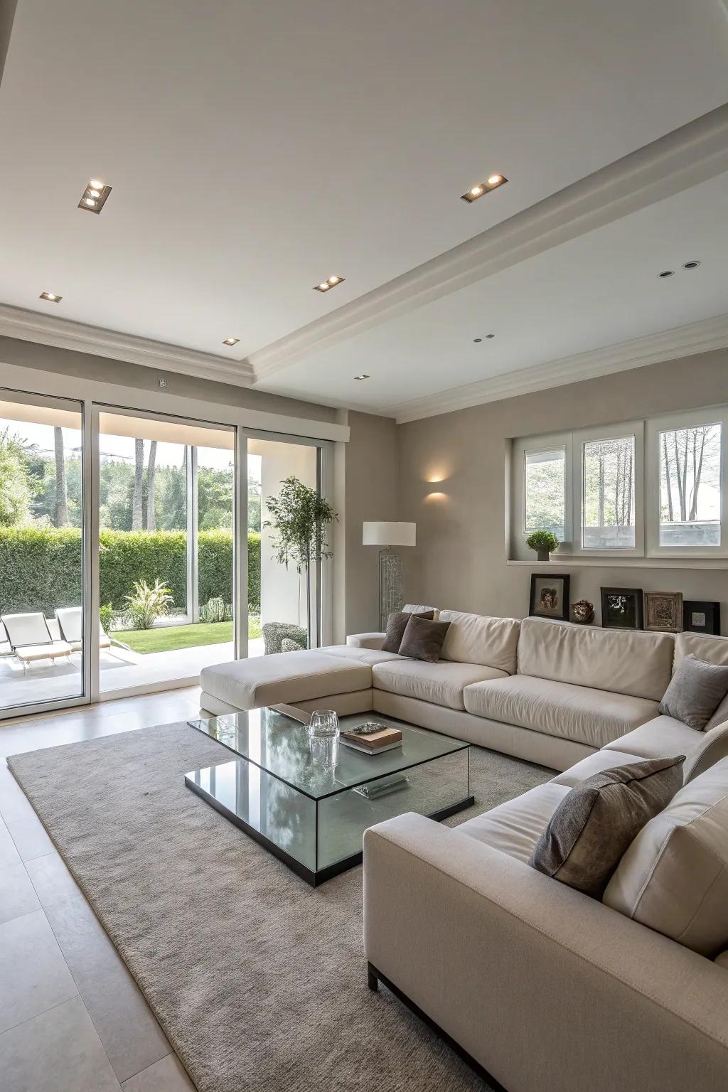 A modern living area features clean lines and minimalist decor.