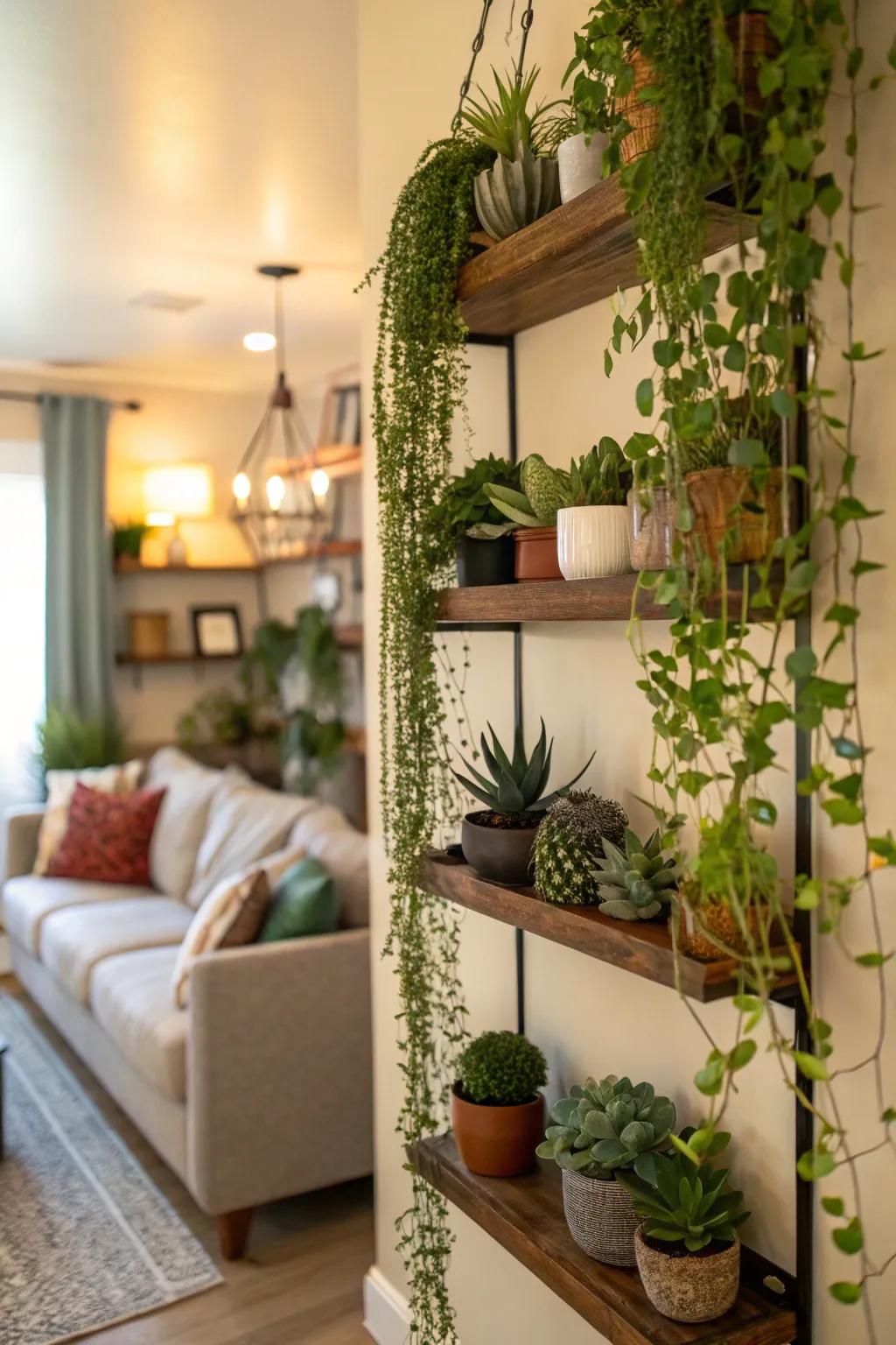 Usher nature indoors by infusing verdure into your drifting ledges.