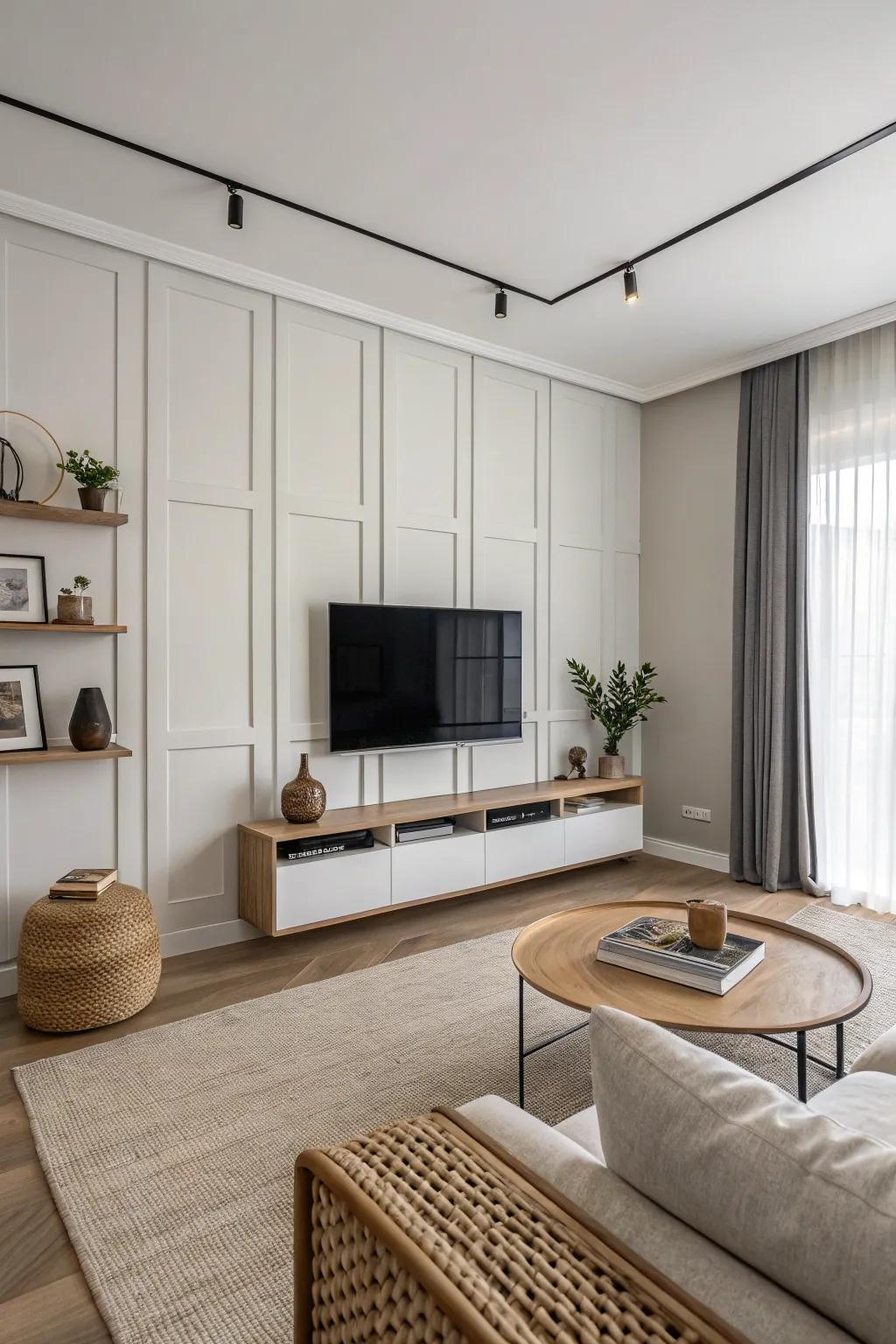 Revel in simplicity with minimalist wall paneling that speaks volumes.