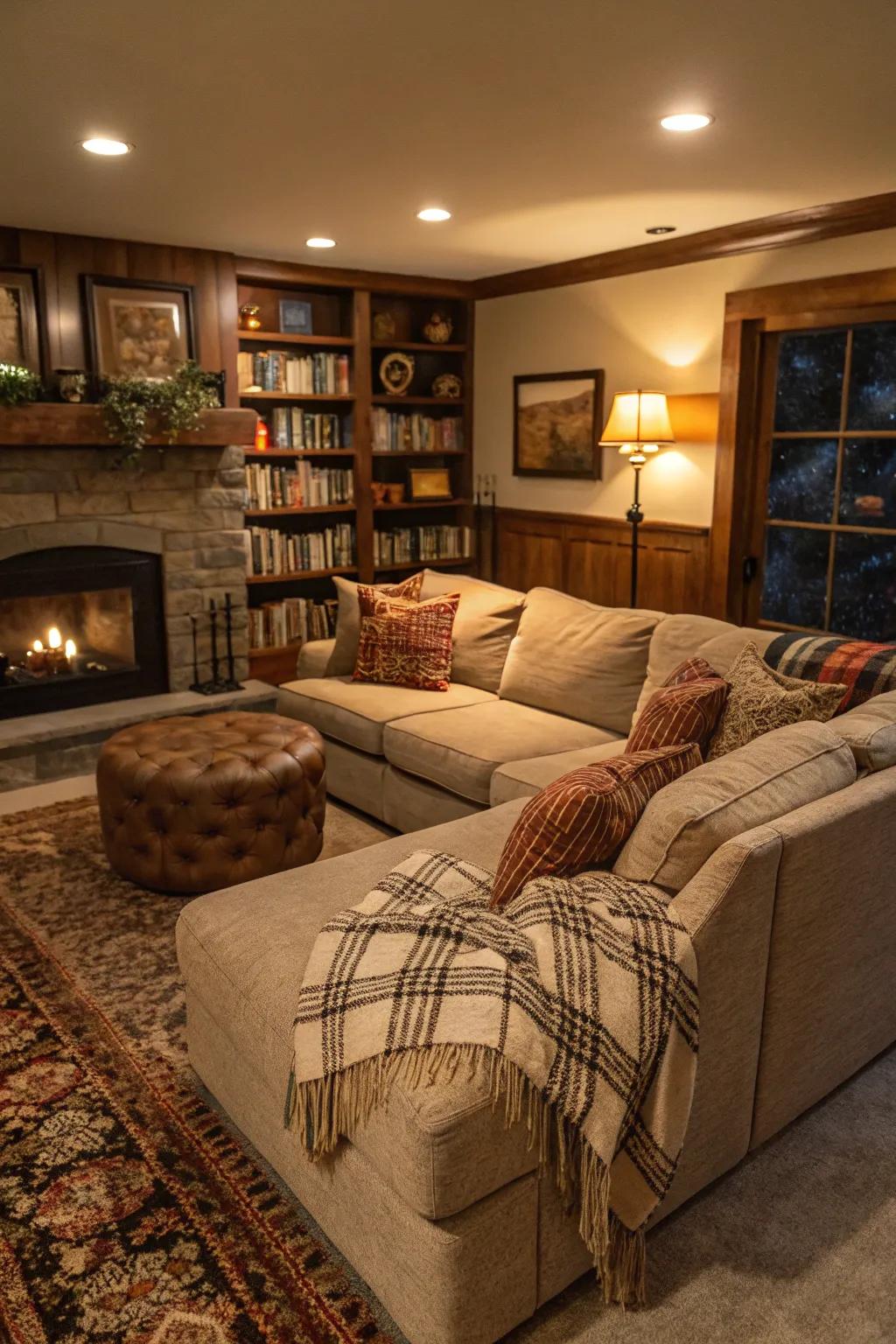 A corner-hugged layout that maximizes room and closeness.