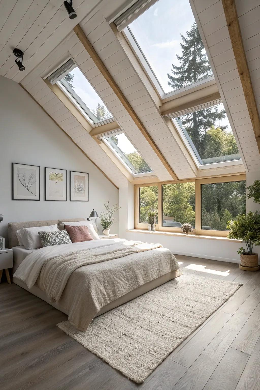 Welcome the sun's embrace with skylights and generous windows.