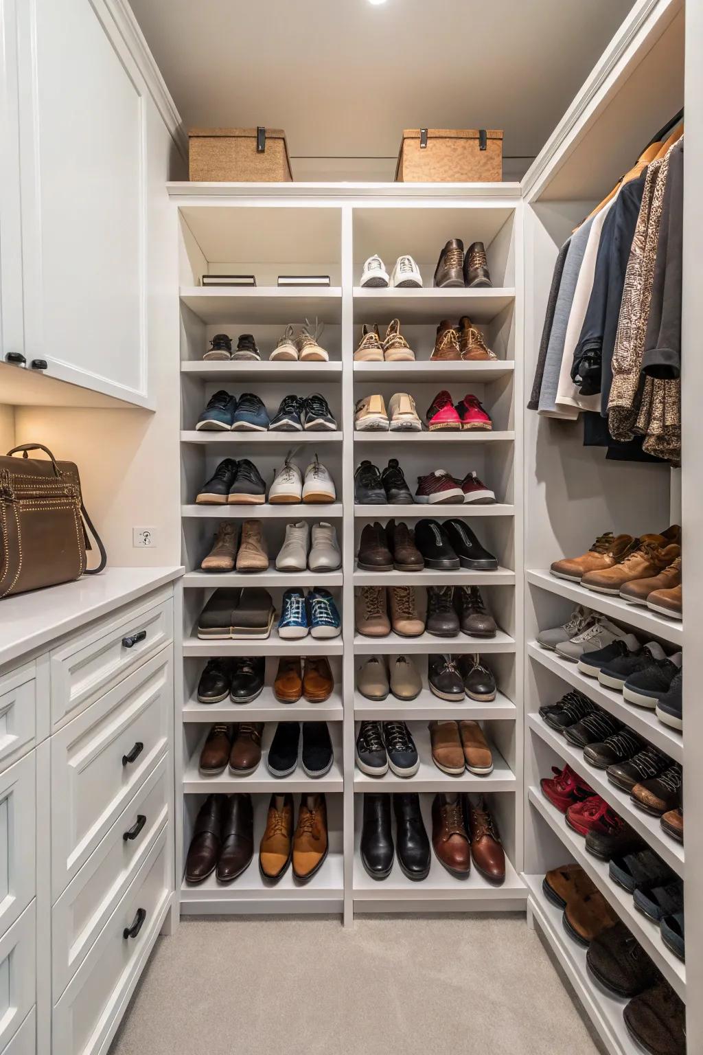 Shelving designed specifically for shoes.