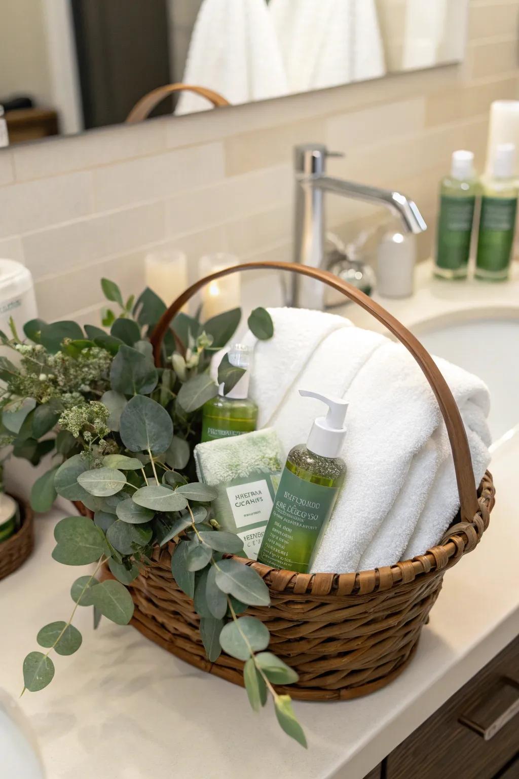 Eucalyptus Oasis: Crispness coupled with leisure neatly arranged in a hamper.