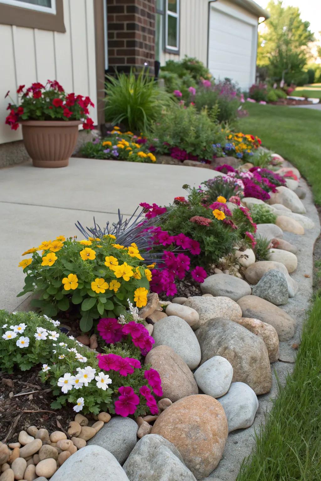 Stone gardens offer visual appeal and practicality.