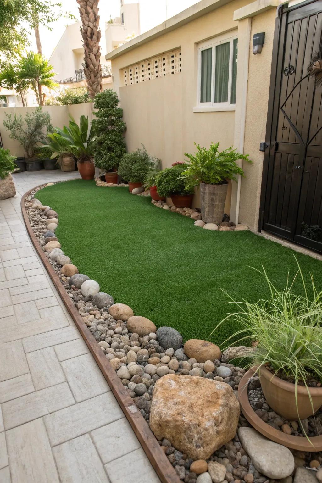 Artificial turf provides a lush and easy-care lawn alternative.