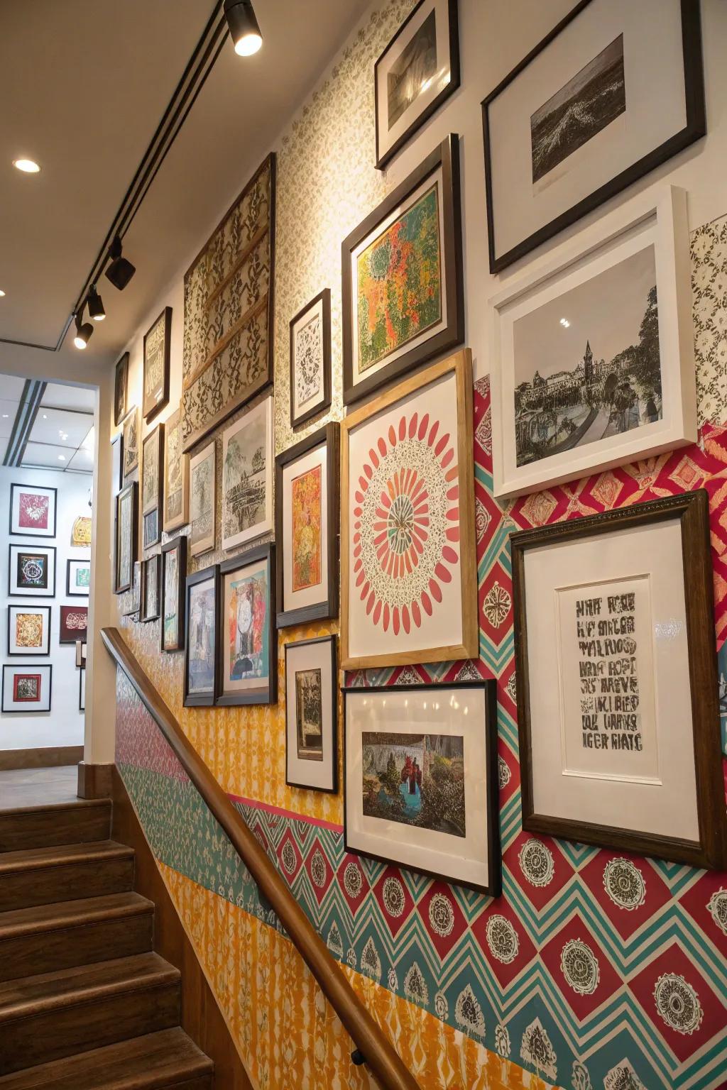 A gallery wall overflowing with art and memories.