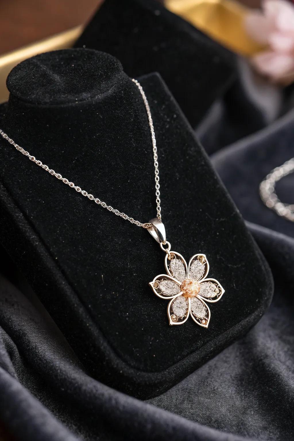 Floral emblem necklaces add a personal and stylish flair.