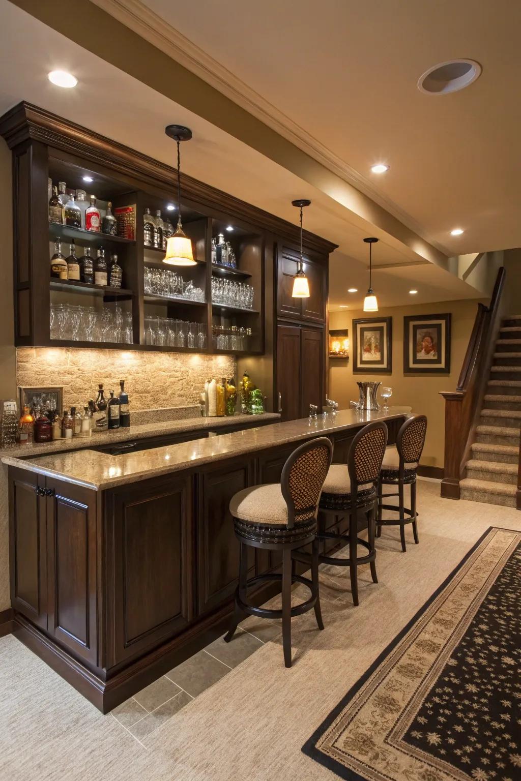 Design your own bar sanctuary for social gatherings and relaxation.