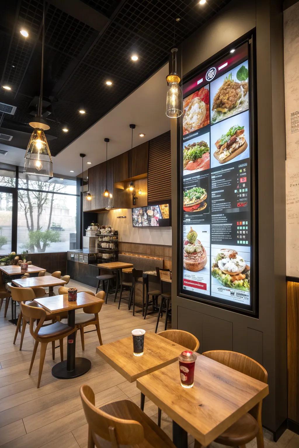 Improve your atmosphere with a stylish technological menu board.