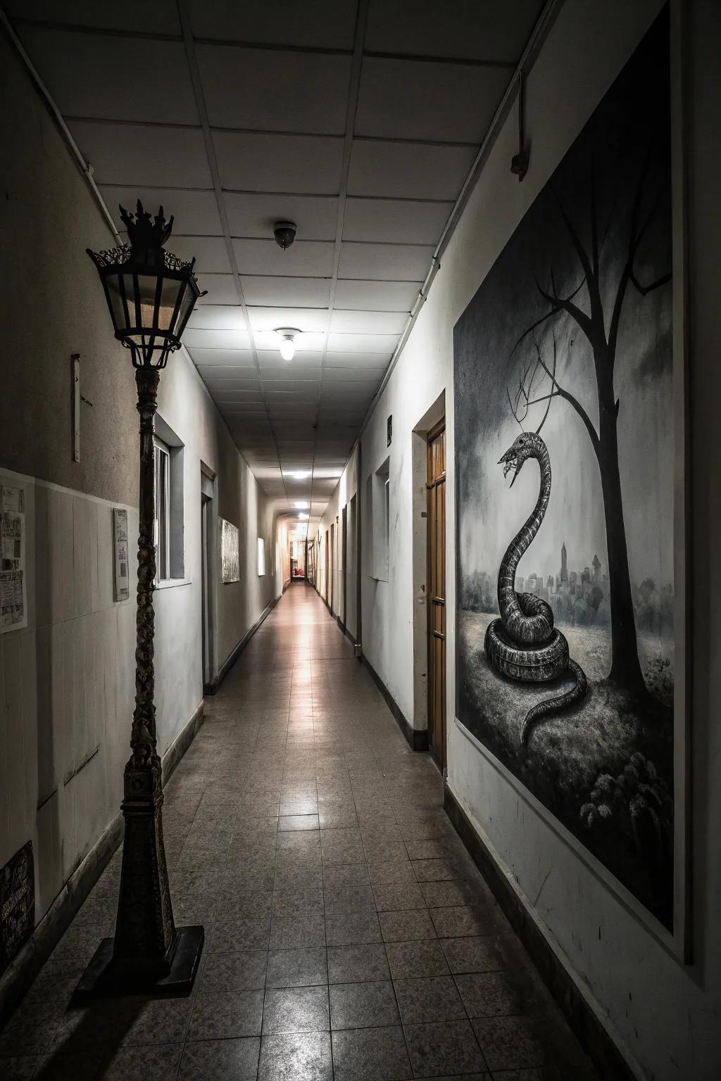 A street lamp transforms into a snake, sparking curiosity and mystery.