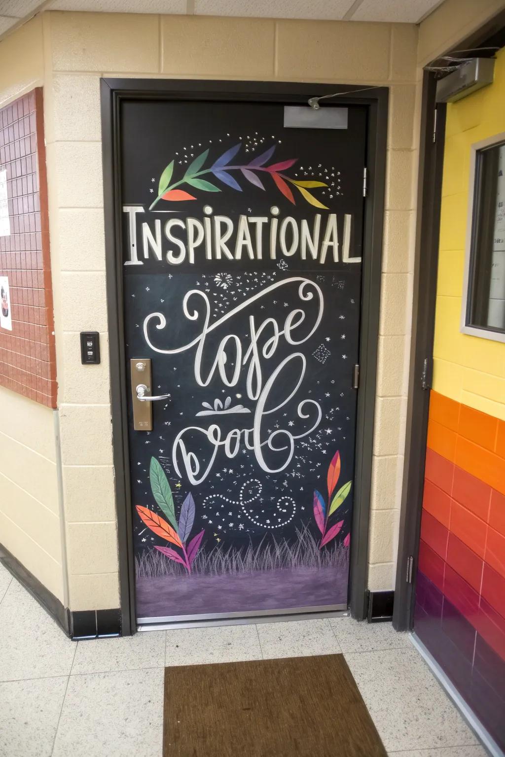 An inspiring quote beautifully showcased on a classroom door.